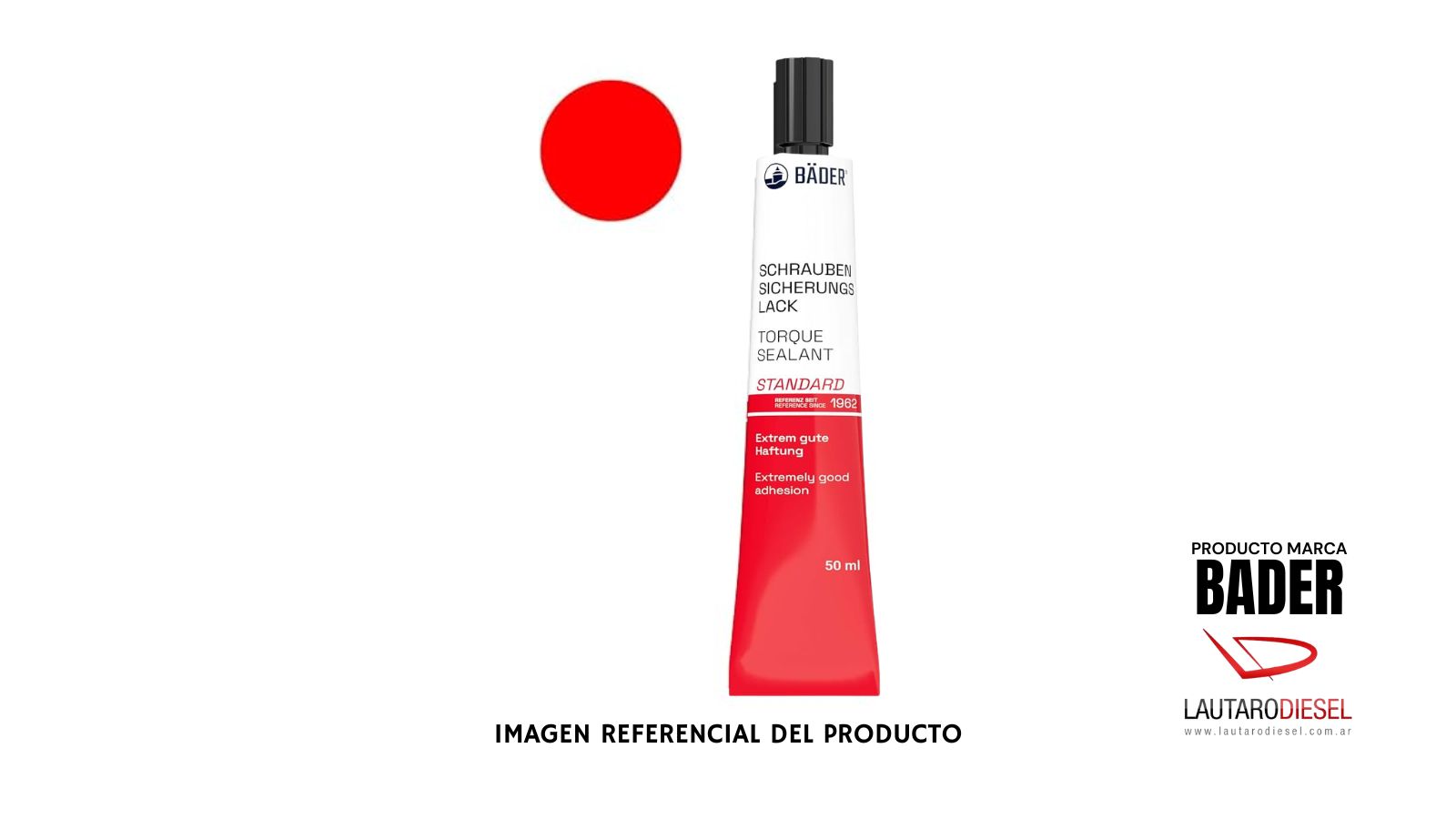 Bader Alemania pintura ROJA precinto de seguridad de 50ml | 10253