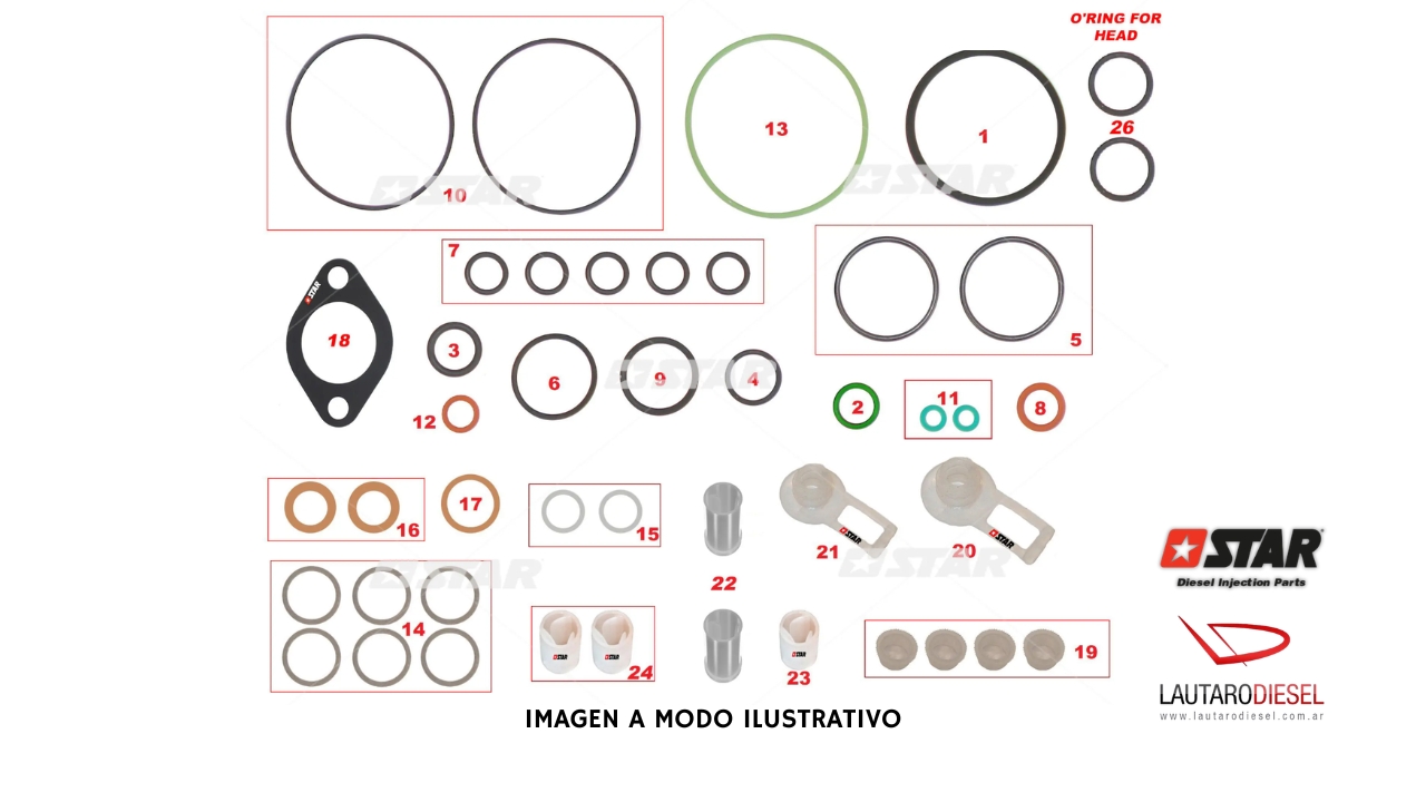 Juego de juntas Star Diesel bomba Denso Toyota Hilux 2,5 3,0 HP3 | 60166