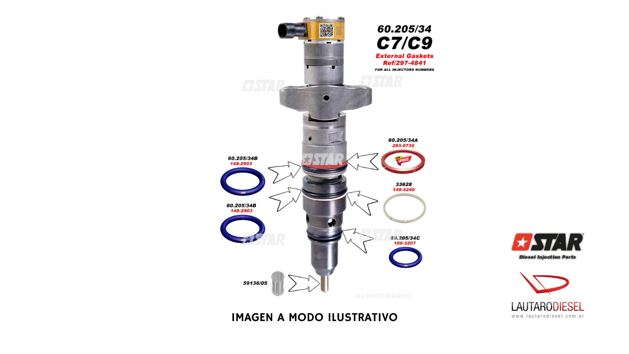Kit de repacion Star Diesel EXTERNOS para inyector CAT C7 | 6020534
