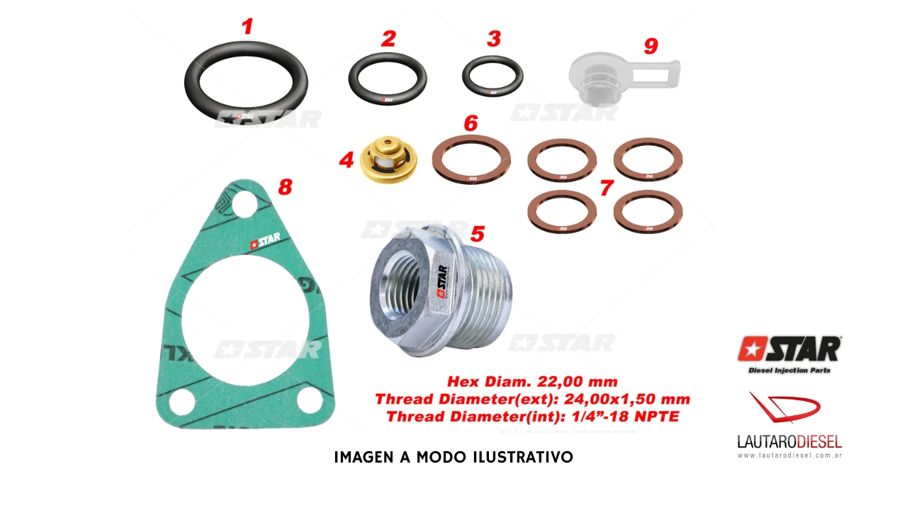 Kit de repacion completo Star Diesel | ROSCA 22MM | 37083