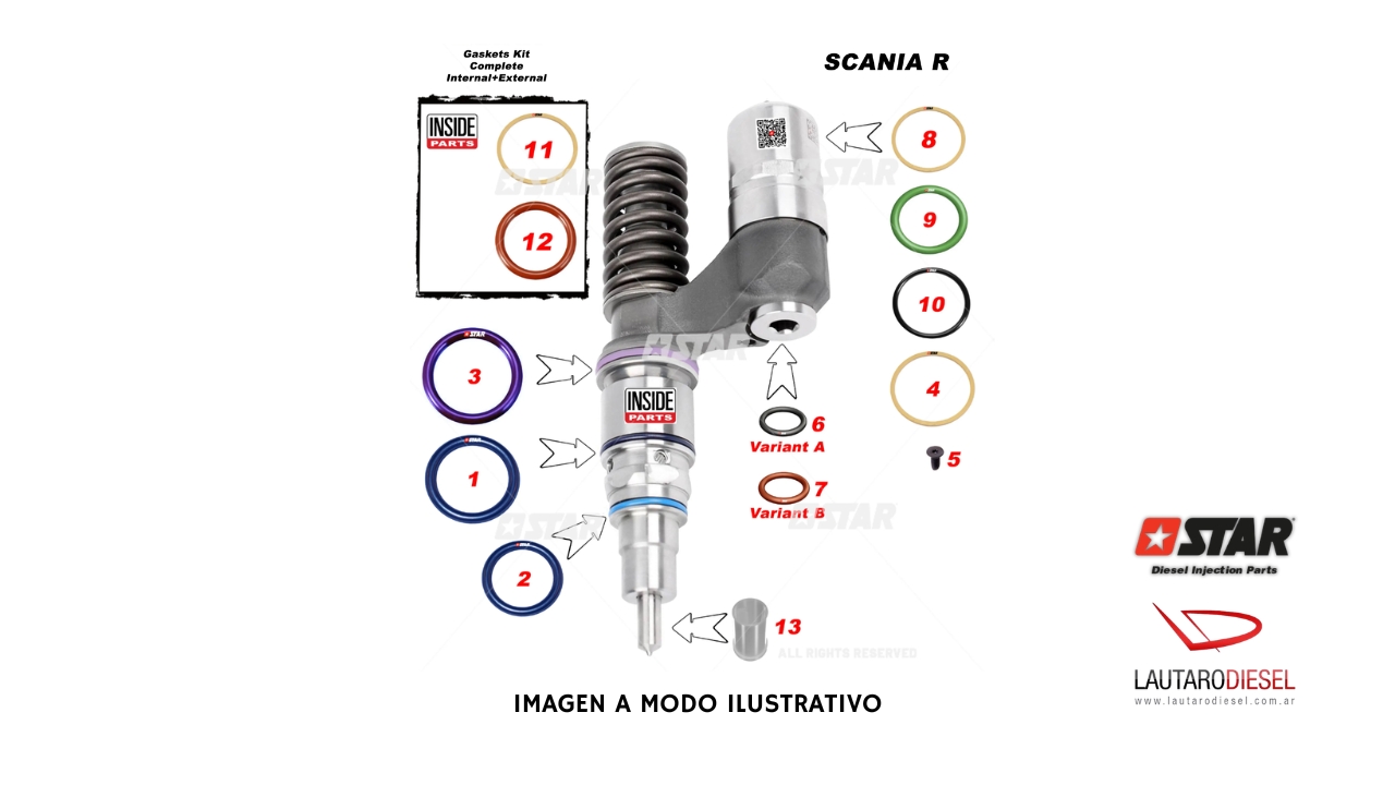 Kit reparacion inyector bomba Star Diesel BH PDE-Scania P114 | 60149/01