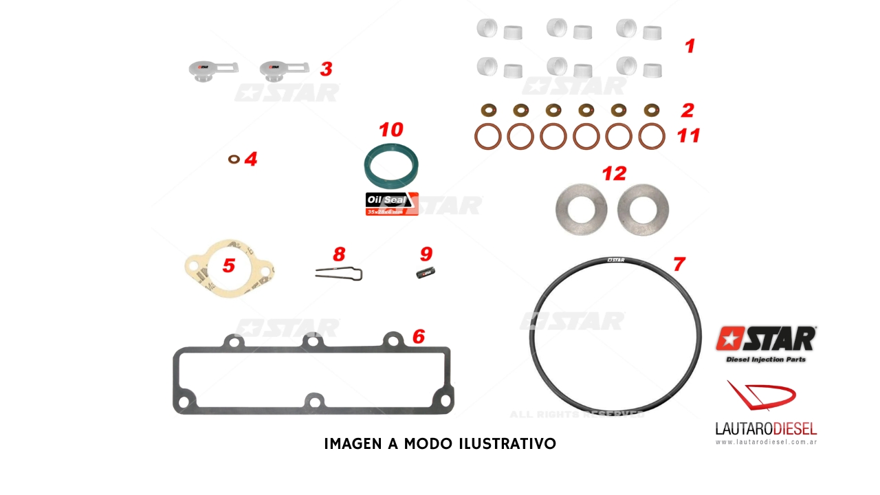 Kit reparo Star Diesel para bomba Bosch Mercedes 300D Mercedes 300TD 37078