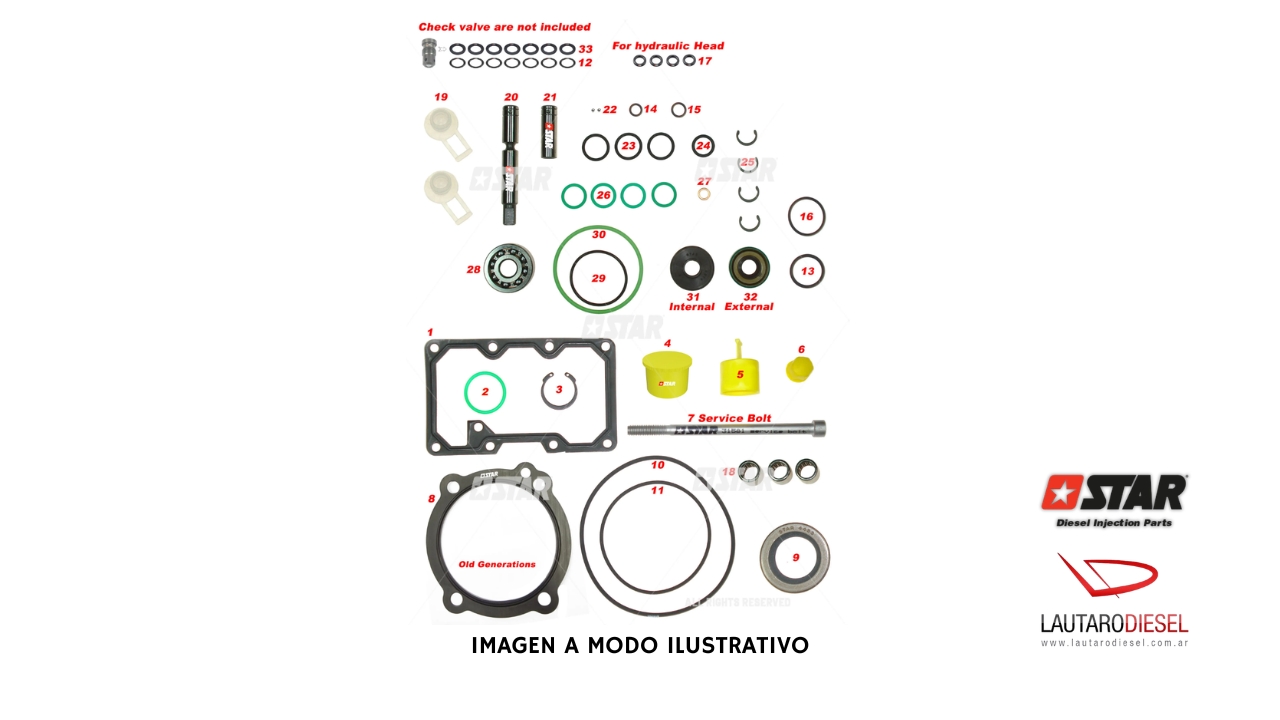 Kit reparo bomba Star Diesel Caterpillar hidraulica C7 C9 C-9 60312