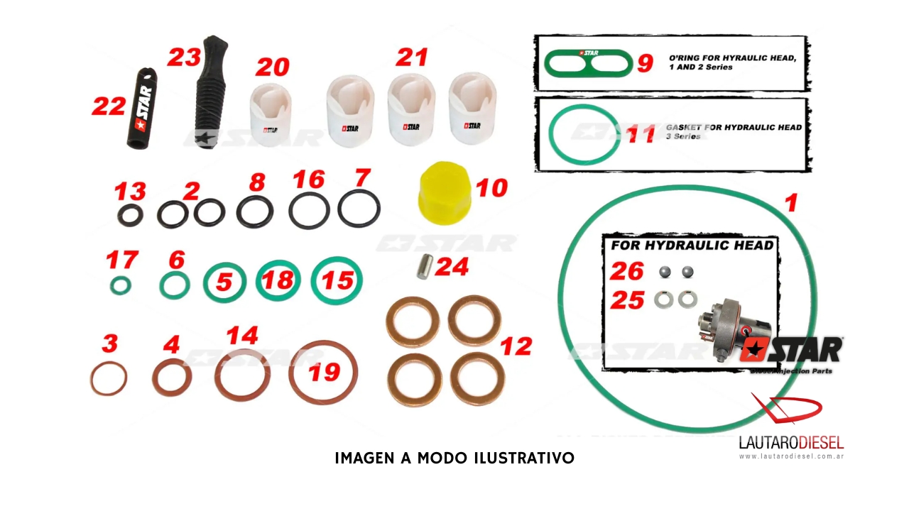 Kit reparo bomba Star Diesel Clio Kangoo Terracan JMC y Focus | 6013907
