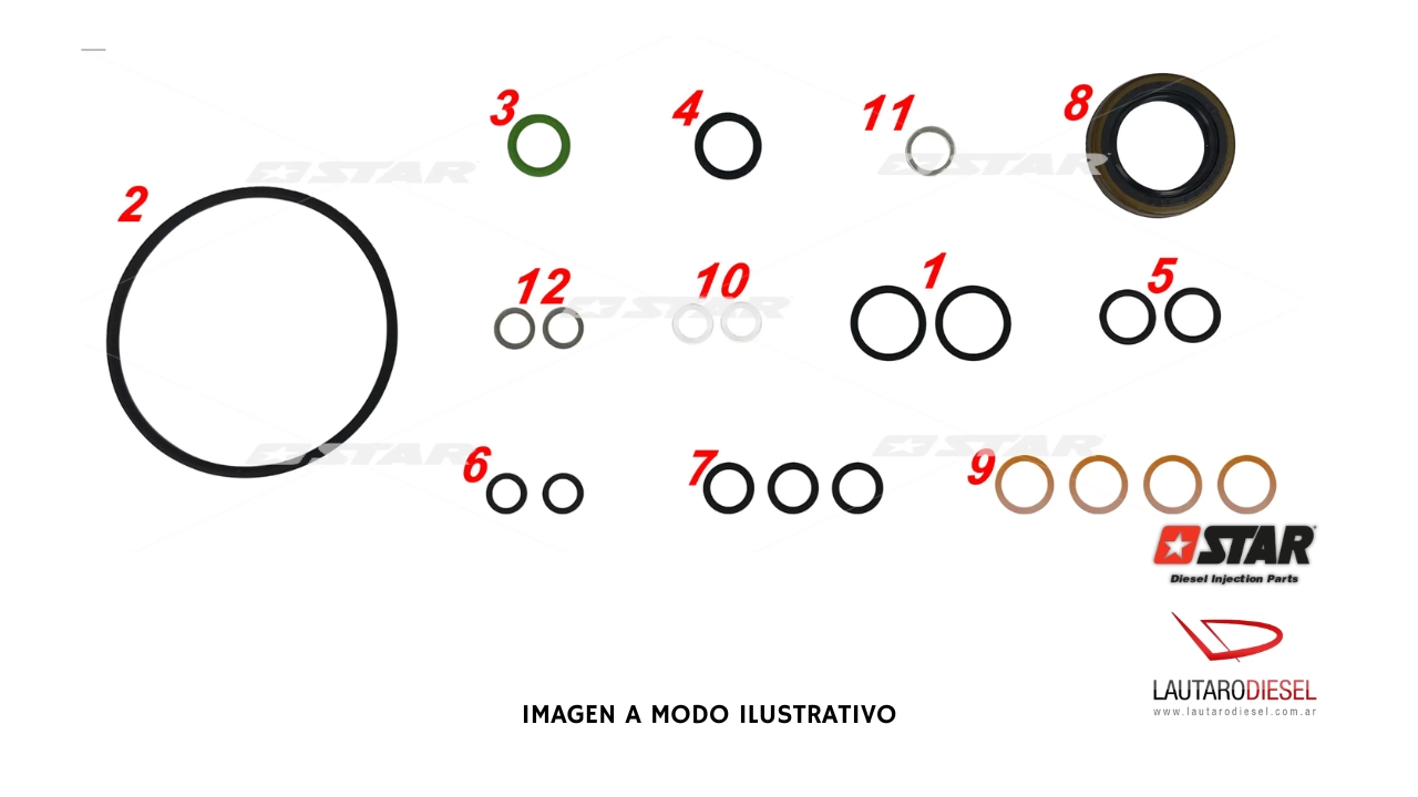 Kit reparo bomba Star Diesel Denso HP2 Toyota | 60.166/05