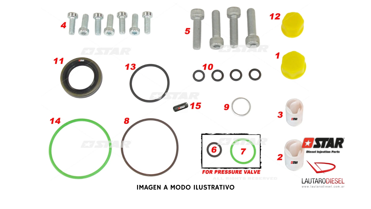 Kit reparo bomba Star Diesel Denso Hilux 2018 HP5 | 6016608