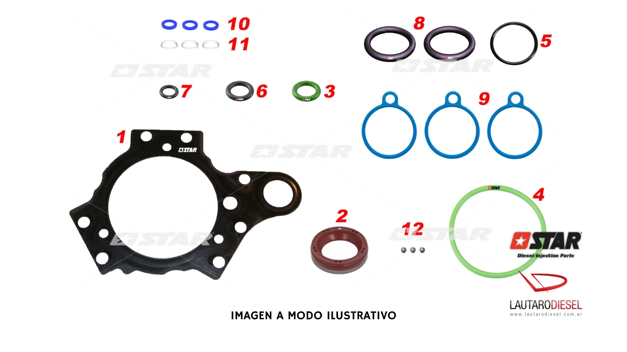 Kit reparo bomba Star Diesel Siemens 5WS40008 DV4 Fiesta Ecosport C3 | 6014305