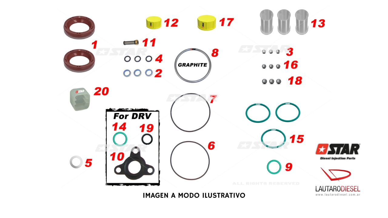 Kit reparo bomba Star Diesel juntas CP1H | 6009640